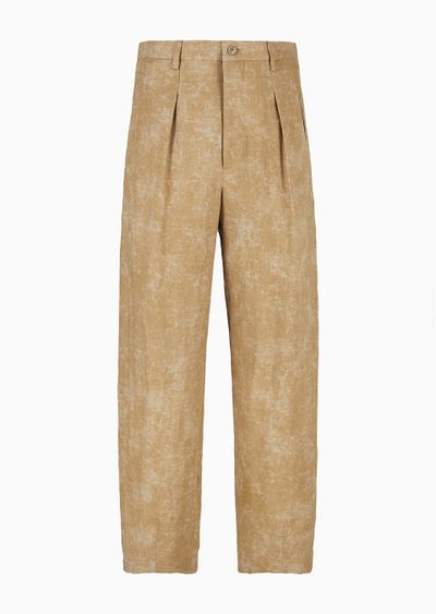 Single-pleat linen trousers - F