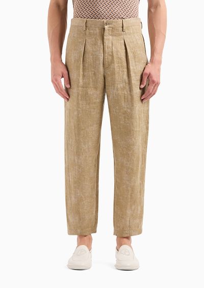 Single-pleat linen trousers - D