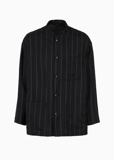 Single-breasted jacket in pinstriped viscose - F