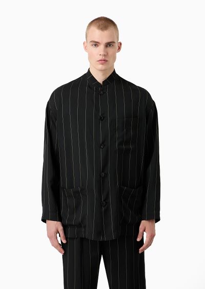 Single-breasted jacket in pinstriped viscose - D