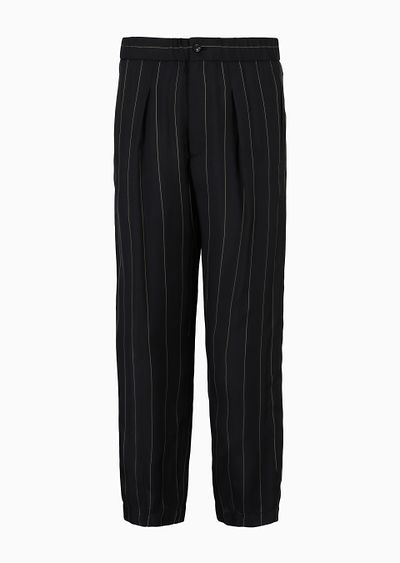 Pinstriped viscose single-pleat trousers - F