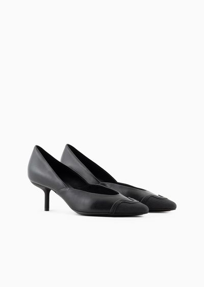 Nappa leather court shoes with rubber toe - D