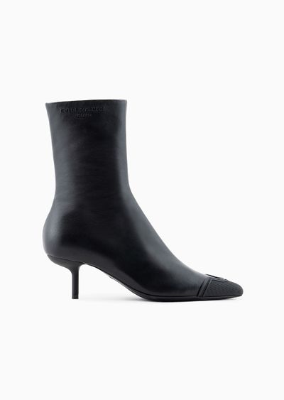 Nappa leather ankle boots with rubber toe and heel - F