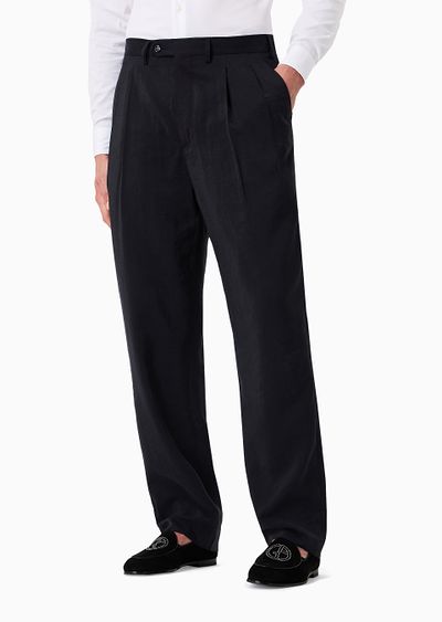 Two-dart trousers in silk-blend twill - D