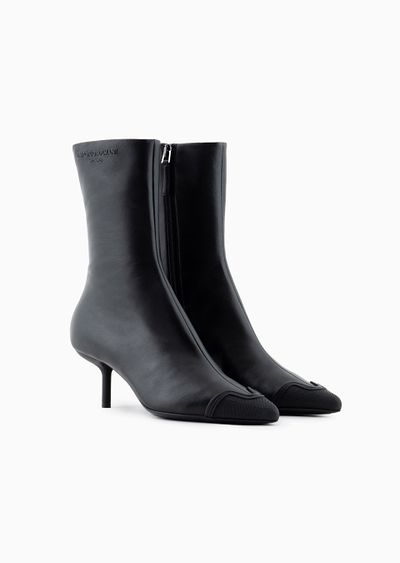 Nappa leather ankle boots with rubber toe and heel - D