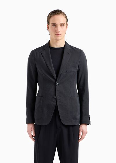 Upton Line single-breasted jacket in a silk-blend twill - D