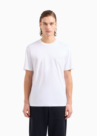 Pure cotton interlock crew-neck T-shirt - D