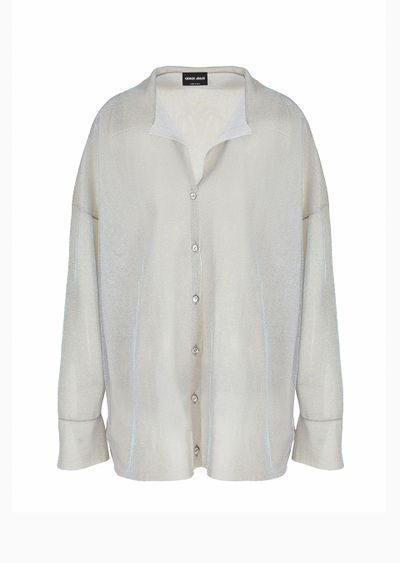 Iridescent jersey oversized shirt - F