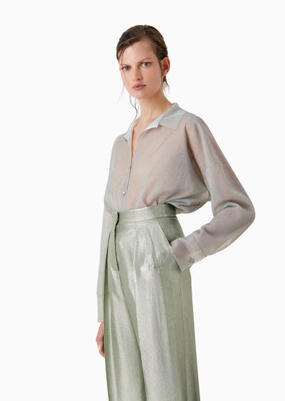 Iridescent jersey oversized shirt - D