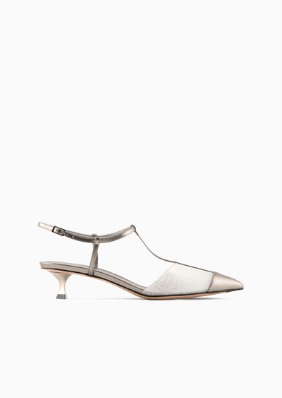 Lamé-leather and rubber slingbacks - F