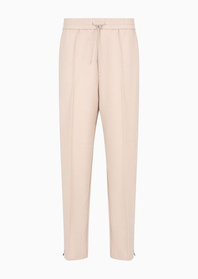 Wool-blend drawstring trousers with veining - F