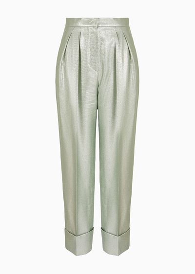 High-waisted trousers in fluid armure lurex - F