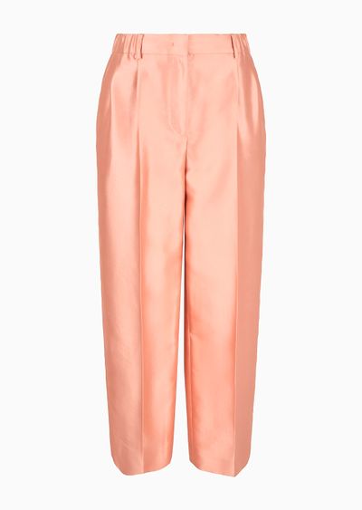 Wide-cut, silk-shantung trousers - F