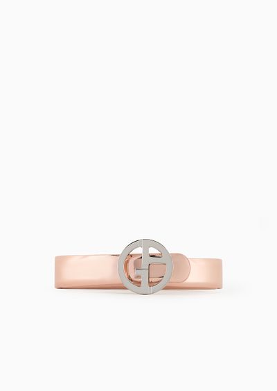 Lamé-leather belt with GA logo - F