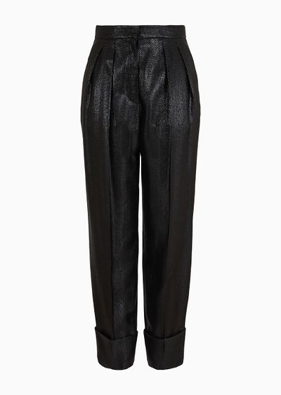 High-waisted trousers in fluid armure lurex - F