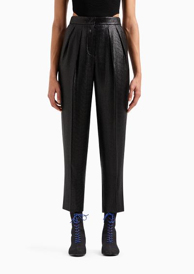 High-waisted trousers in fluid armure lurex - D