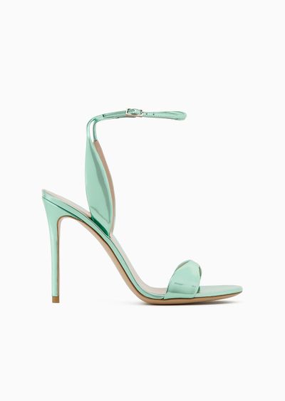 Lamé-leather heeled sandals - F