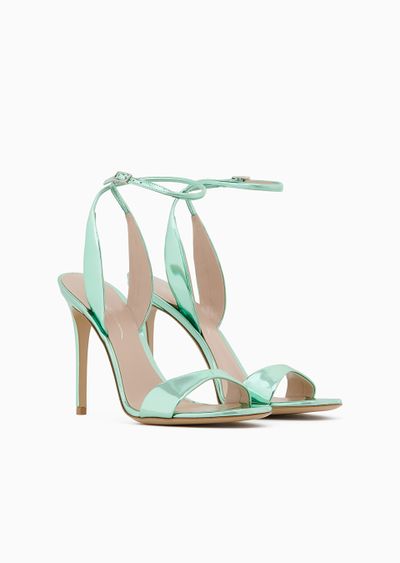 Lamé-leather heeled sandals - D