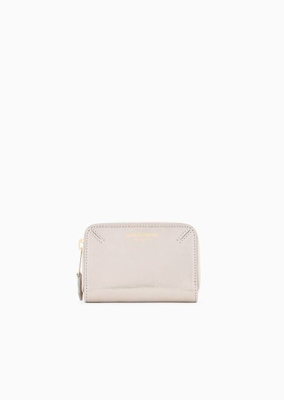 La Prima wraparound zip card holder in glossy nubuck - F