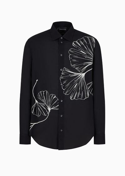 Viscose shirt with an all-over nature print - F