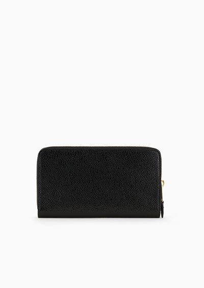 La Prima wrap-around zip wallet in pebbled patent leather - D