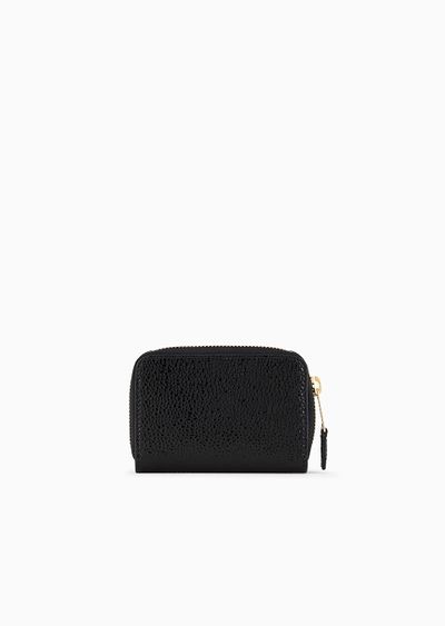 La Prima card holder in pebbled patent leather - D