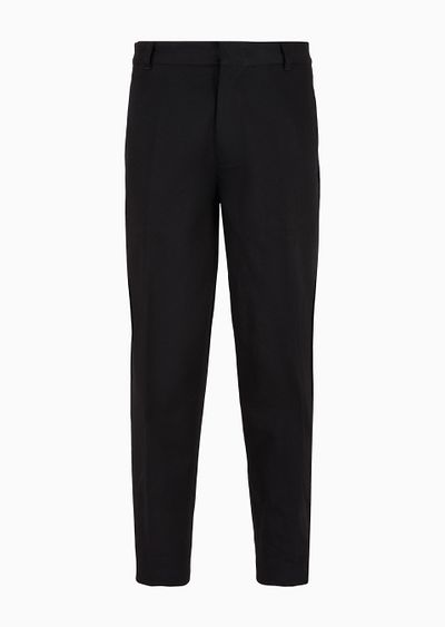 Cotton twill wide trousers with pleat - F