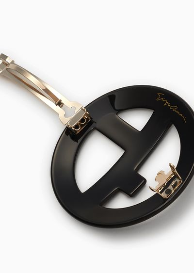 Hair clip with oversized logo - D