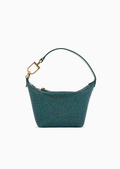 La Prima Soft mini handbag in metallic knit with rhinestones - F