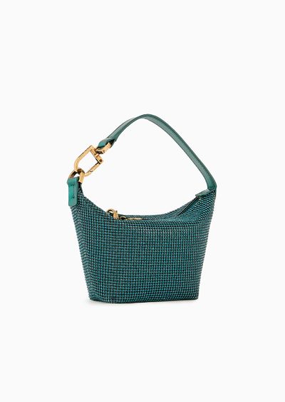 La Prima Soft mini handbag in metallic knit with rhinestones - D