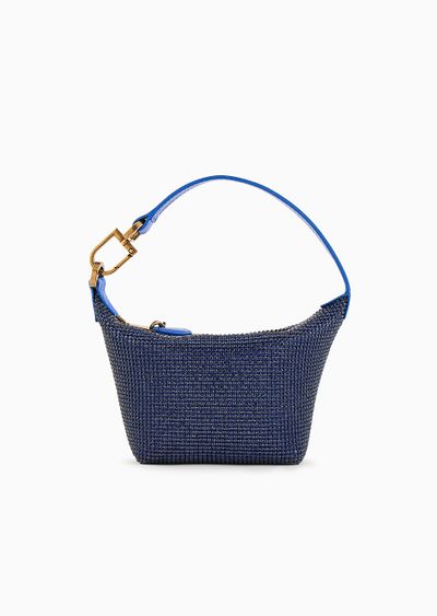 La Prima Soft mini handbag in metallic knit with rhinestones - F