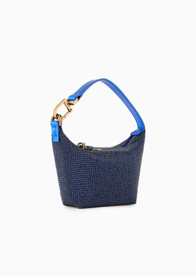 La Prima Soft mini handbag in metallic knit with rhinestones - D