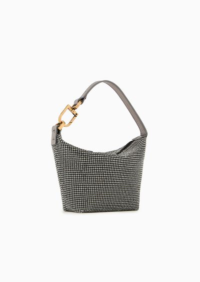 La Prima Soft mini handbag in metallic knit with rhinestones - D