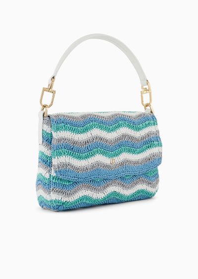 La Prima Soft small baguette bag in woven fabric and leather - D