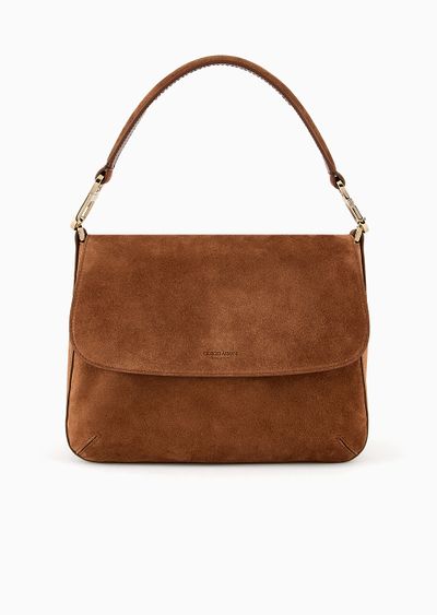 Medium la Prima Soft baguette bag in suede - F