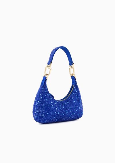 La Prima satin and rhinestone mini hobo bag - D