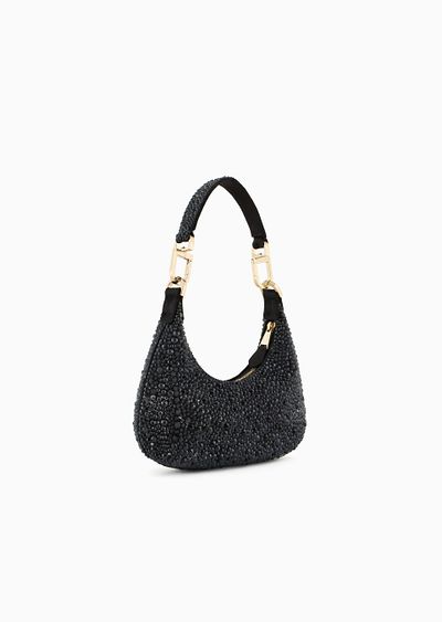 La Prima satin and rhinestone mini hobo bag - D