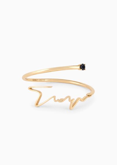 Sterling silver signature logo bangle - F