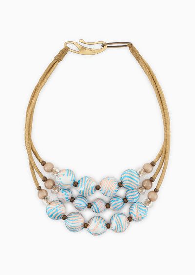 Choker necklace with covered spheres - F