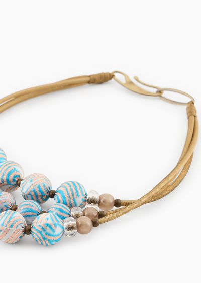 Choker necklace with covered spheres - D