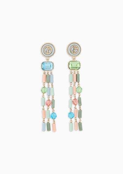 Resin and crystal clip-on pedant earrings - F