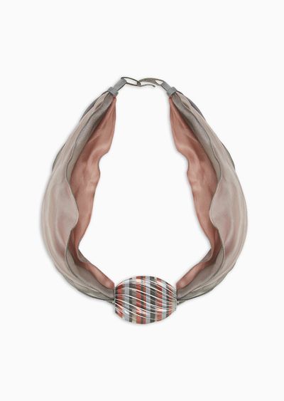 Fabric choker necklace with 3D element - F