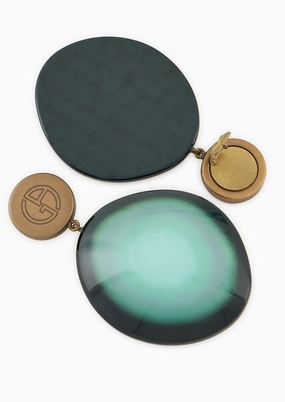 Clip-on earrings with oval resin pendant - D