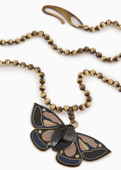 Long necklace with butterfly pendants - D