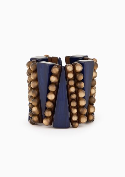 Stretch bracelet with spheres and geometric elements - F