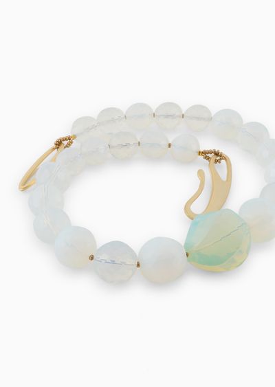 Choker necklace with opalescent spheres - D