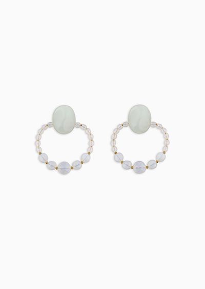 Clip earrings with opalescent spheres - F