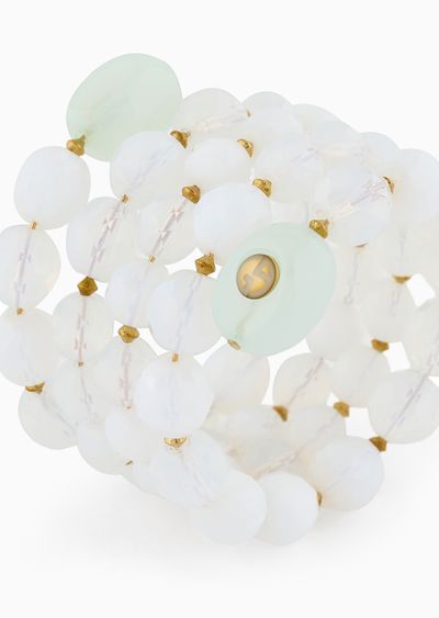 Spiral bracelet with opalescent spheres - D