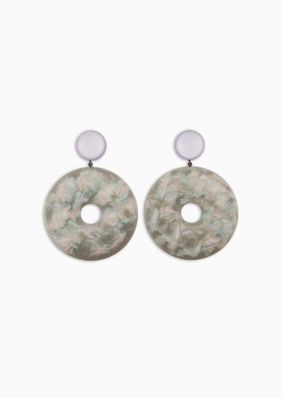 Clip-on earrings with resin pendant - F