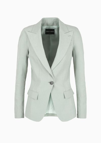 Single-breasted linen jacket - F